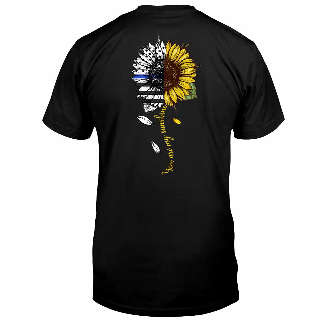 You Are My Sunshine Sunflower - Blue Line Police Officer T-shirt and Hoodie 1121