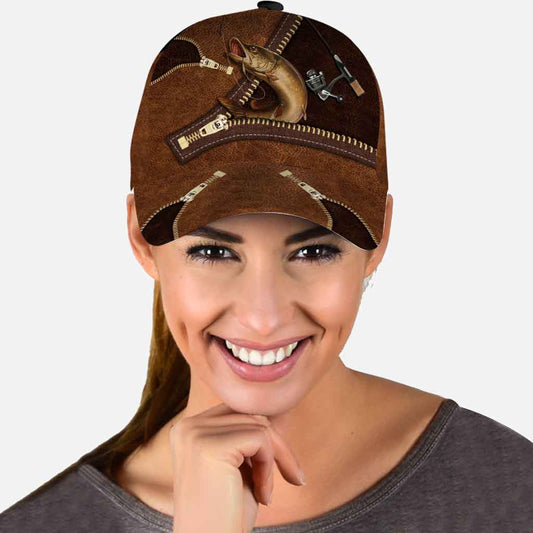 Love Fishing - Classic Cap With Leather Pattern Print 1121