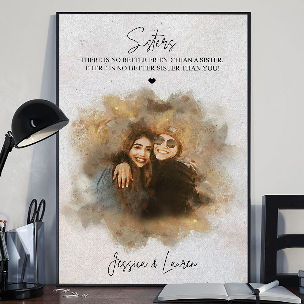 No Better Friend - Personalized Sibling Canvas And Poster