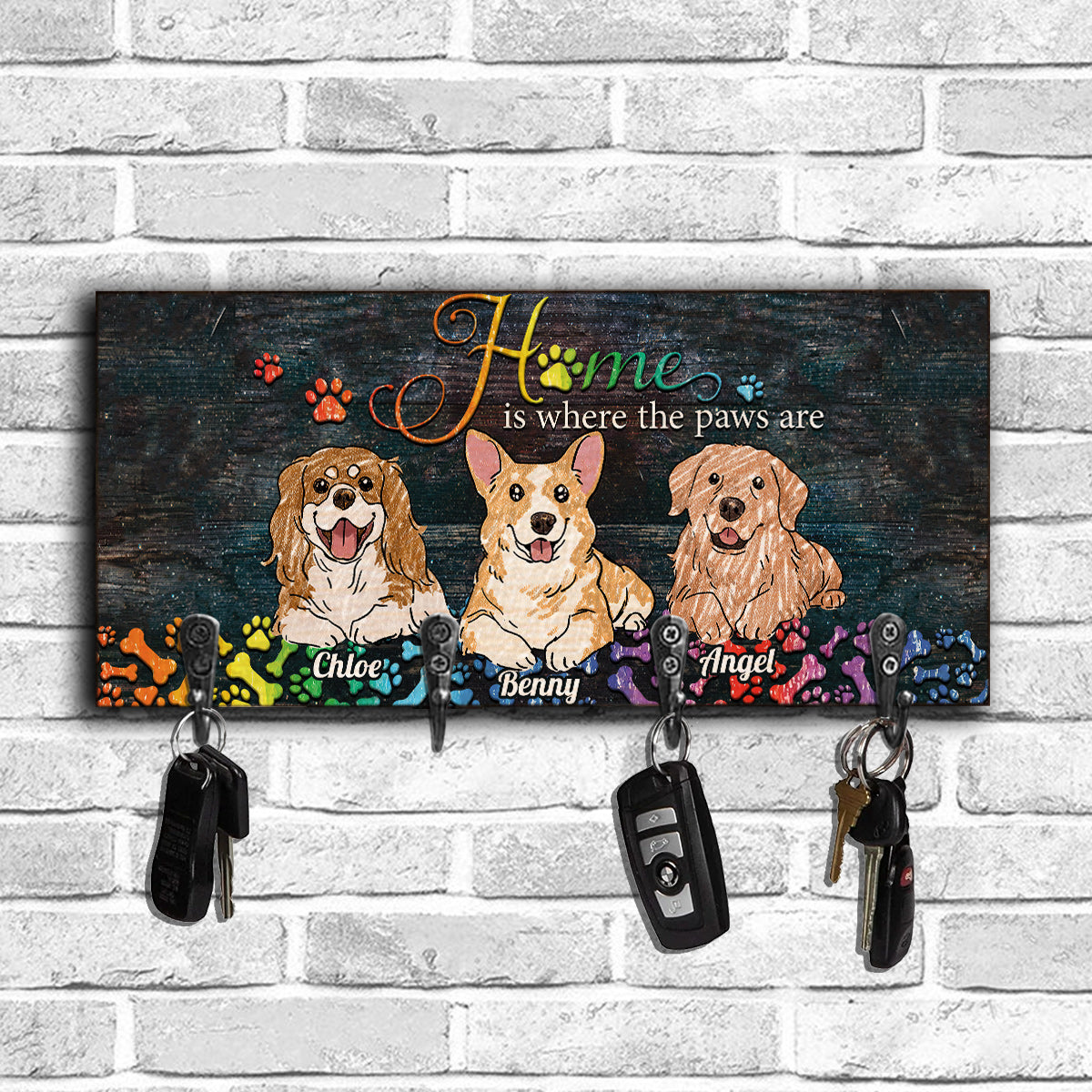 Home Is Where The Paws Are - Personalized Dog Key Rack