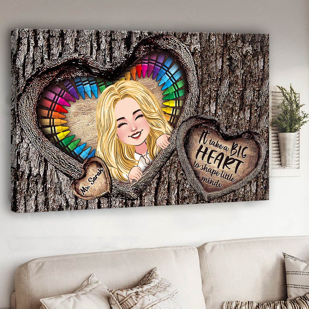 It Takes A Big Heart - Personalized Teacher Canvas And Poster
