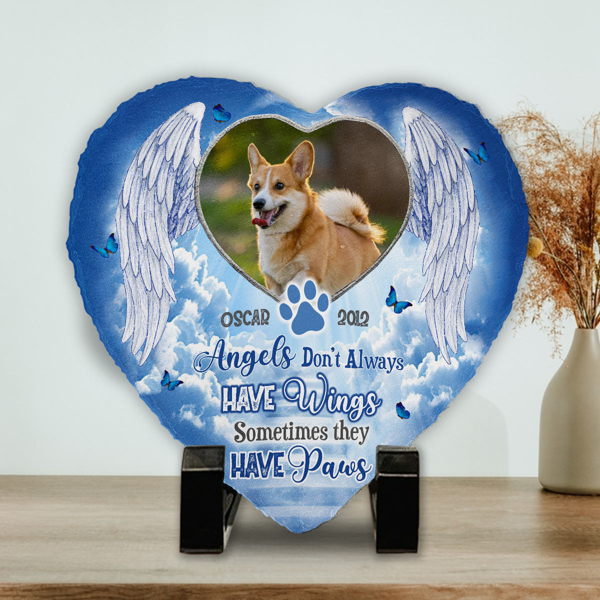 Angels Have Paws - Personalized Dog Heart Shaped Stone