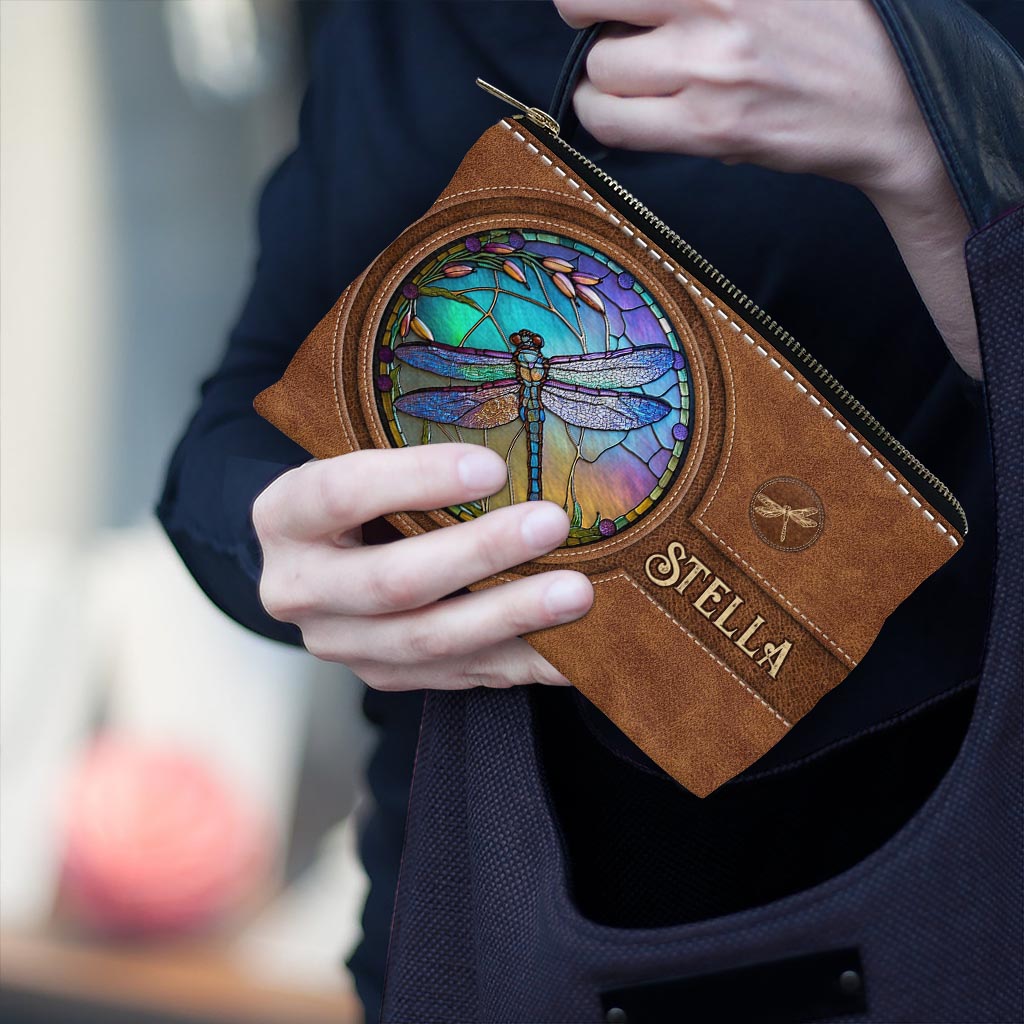 Stained Glass Dragonfly - Personalized Dragonfly Pouch