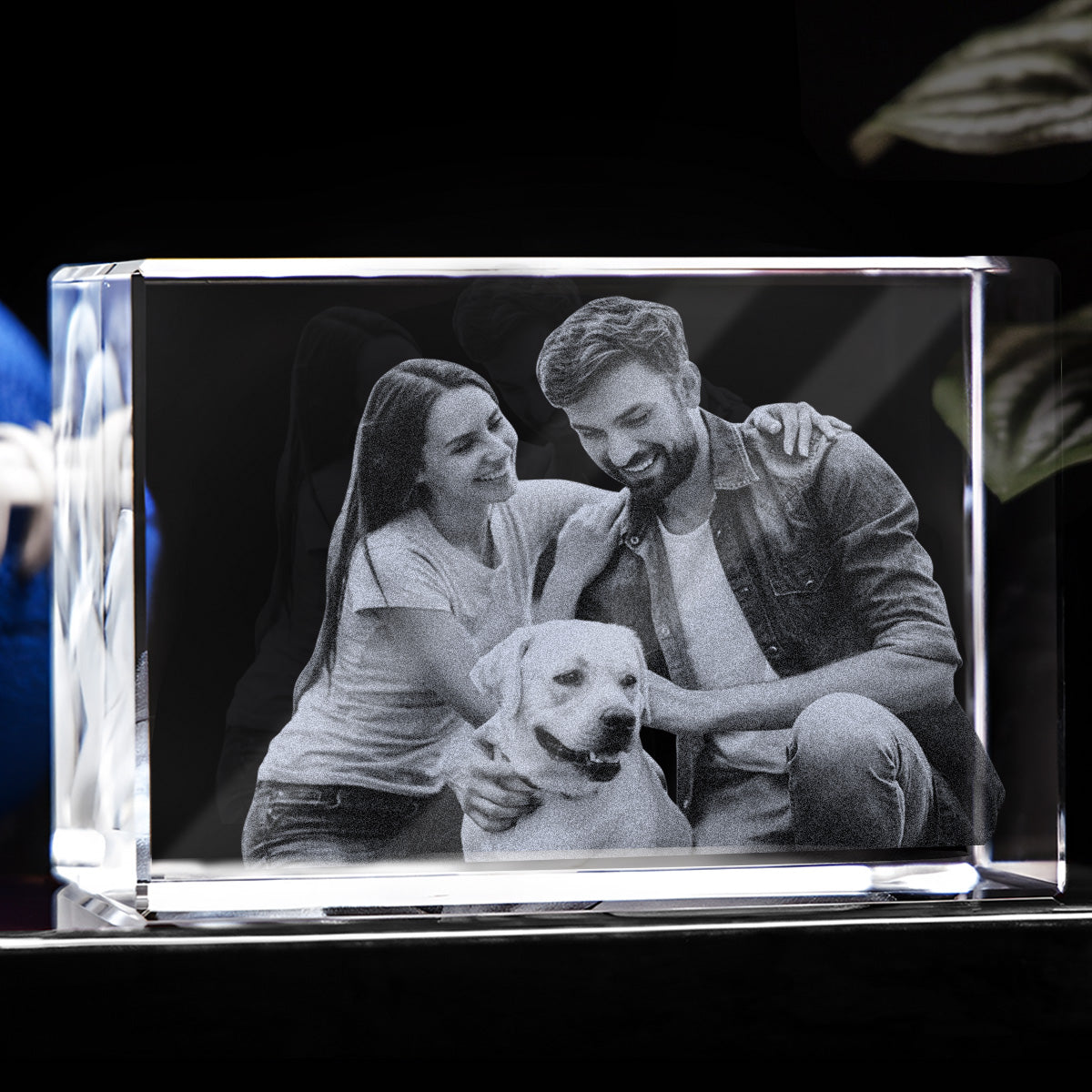 Custom Photo - Personalized Dog Laser Engraving 3D Cuboid Shaped Crystal Lamp