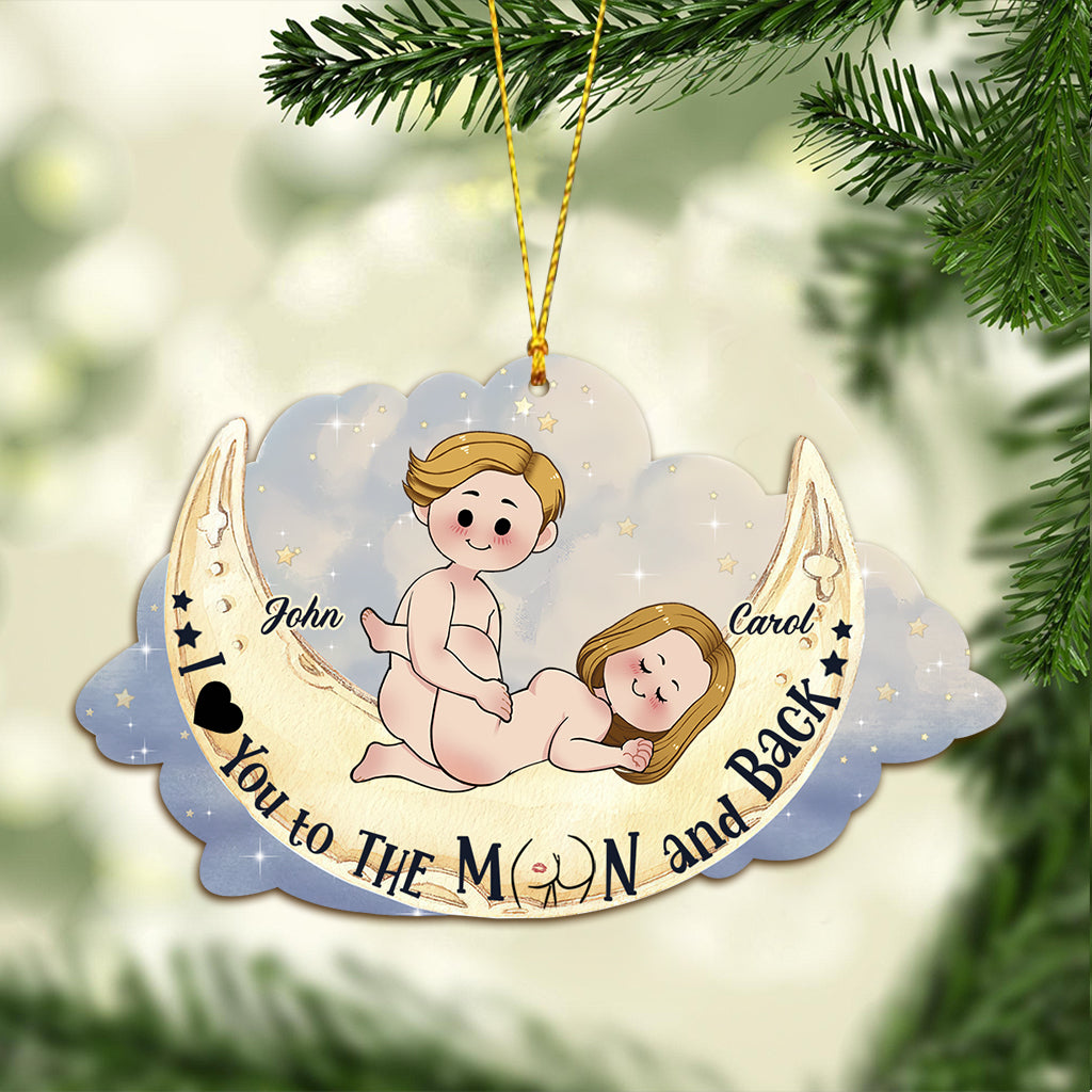 I Love You To The Moon And Back - Personalized Couple Ornament