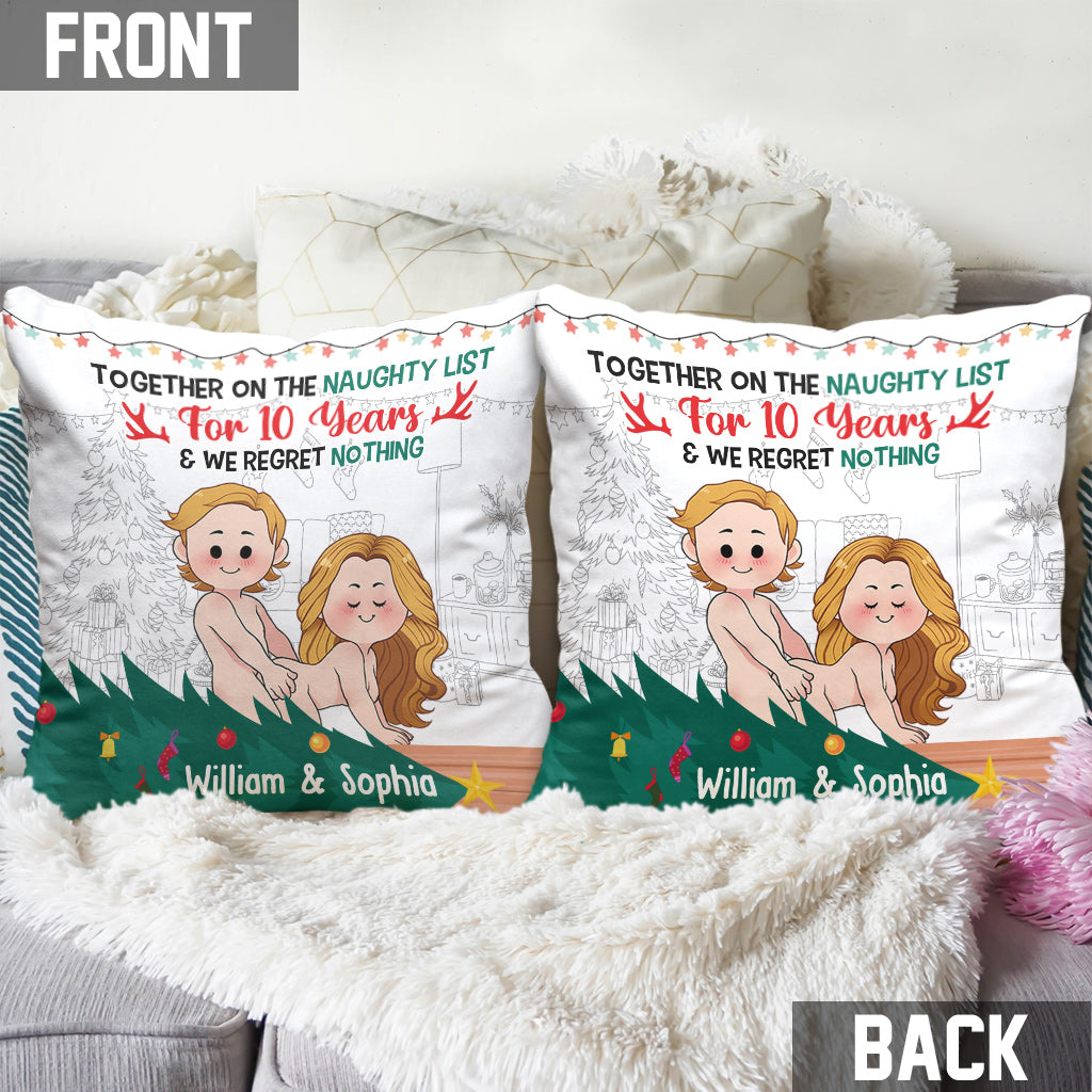 Together On The Naughty List - Personalized Couple Throw Pillow