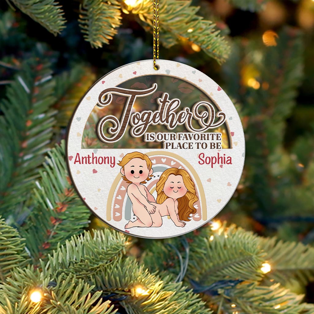 Together Is Our Favorite - Personalized Couple 2 Layered Piece Mix Ornament