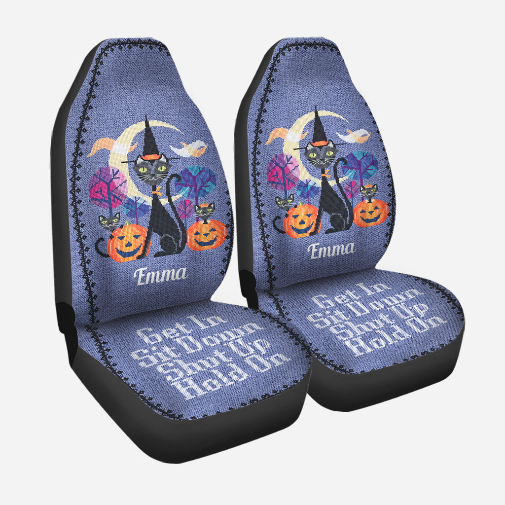 Get In, Sit Down - Personalized Black Cat Seat Covers