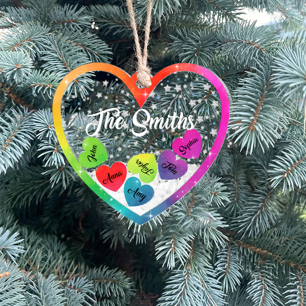Family Love - Personalized Family 3 Layered Shaker Ornament