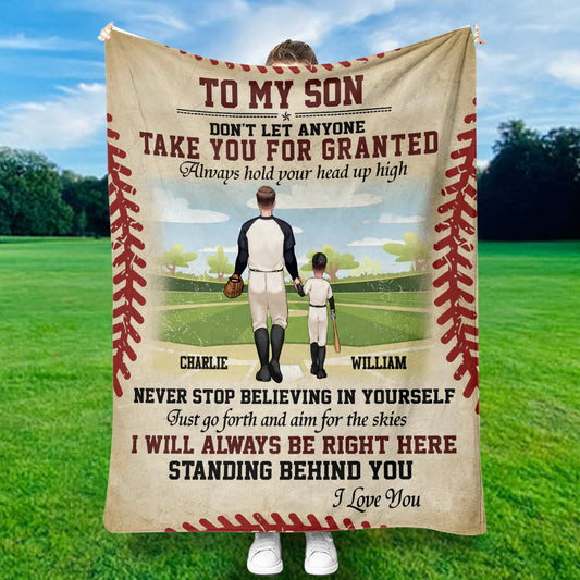 I Will Always Be Right Here - Personalized Baseball Blanket