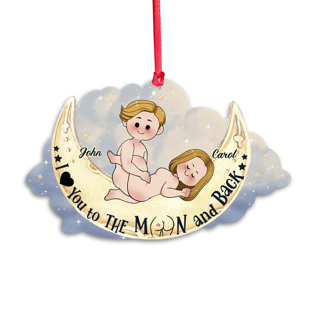 I Love You To The Moon And Back - Personalized Couple Ornament