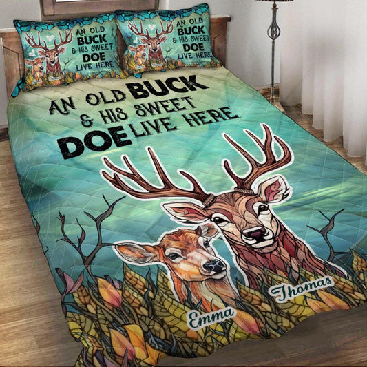 Live Here - Personalized Hunting Quilt Set