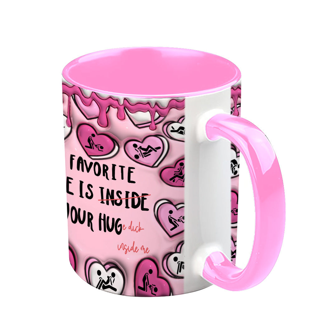 My Favorite Place Is Inside Your Hug Heart Candy - Personalized Couple Accent Mug