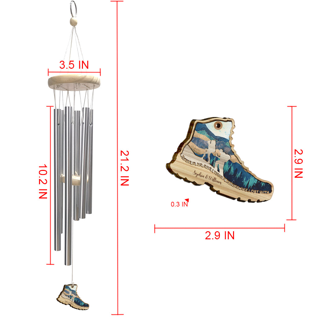 There Is No One I Would Rather Get Lost With - Hiking gift for wife, husband, boyfriend, girlfriend - Personalized Wind Chime