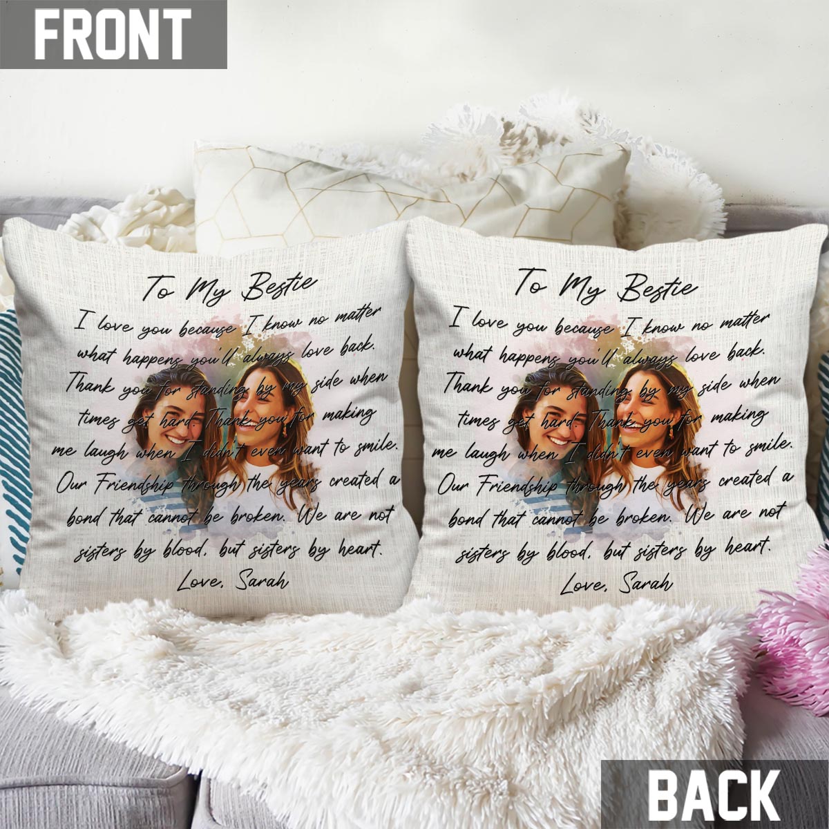 To My Bestie - Personalized Bestie Throw Pillow
