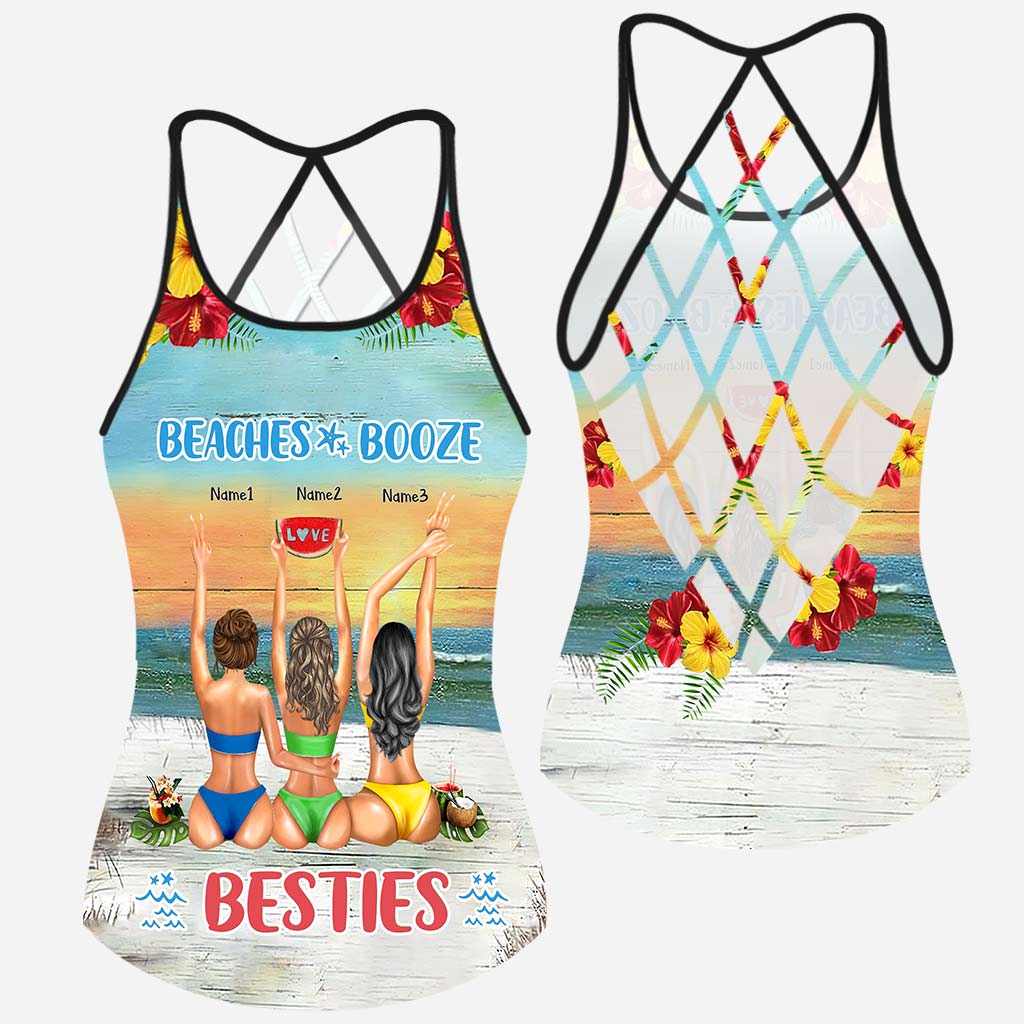 I Love You To The Beach And Back - Personalized Bestie Cross Tank Top