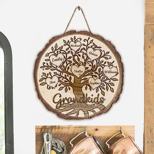 Grandkids Make Life Grand - Personalized Mother's Day Grandma Wood Sign