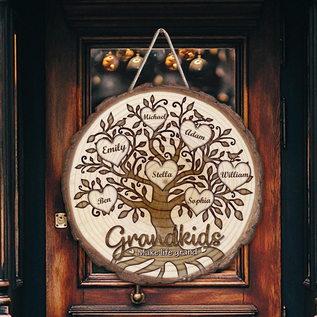 Grandkids Make Life Grand - Personalized Mother's Day Grandma Wood Sign