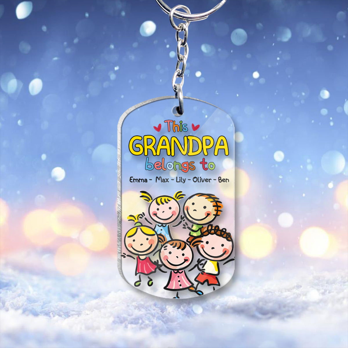 This Grandpa Belongs To - Gift for grandpa, grandma, mom, dad, uncle, aunt, brother, sister - Personalized Keychain