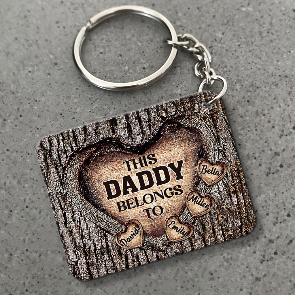 This Dad Belongs To - Gift for dad, grandma, grandpa, mom, uncle, aunt, brother, sister - Personalized Keychain