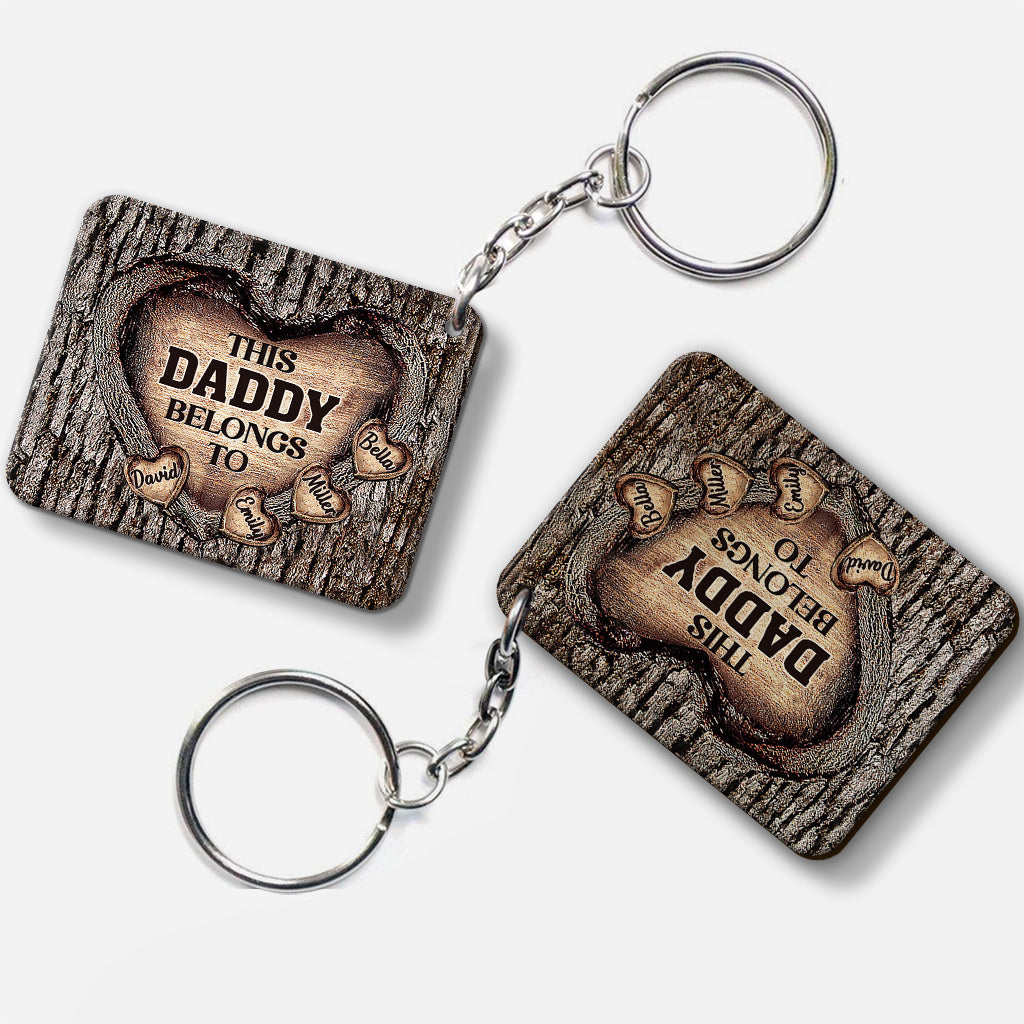 This Dad Belongs To - Gift for dad, grandma, grandpa, mom, uncle, aunt, brother, sister - Personalized Keychain