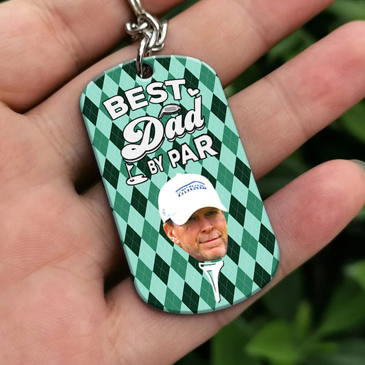 Best Dad By Par - Golf gift for dad, him, boyfriend, husband, grandpa - Personalized Stainless Steel Keychain