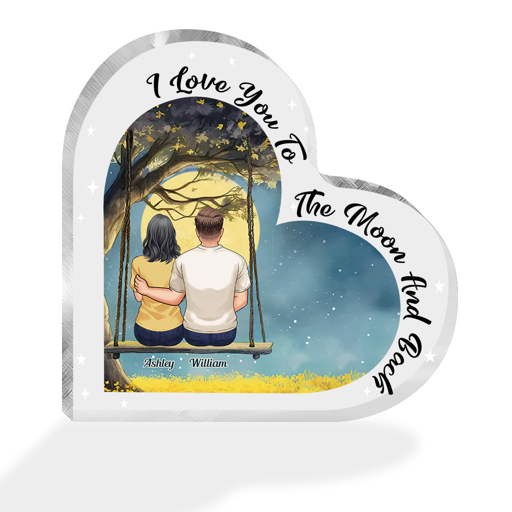 To The Moon And Back - Personalized Couple Custom Shaped Acrylic Plaque