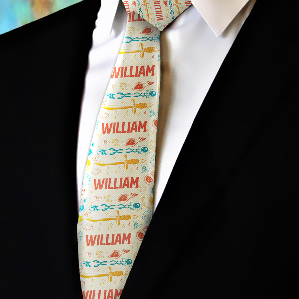 Cool Dungeon Dad - Personalized RPG Necktie