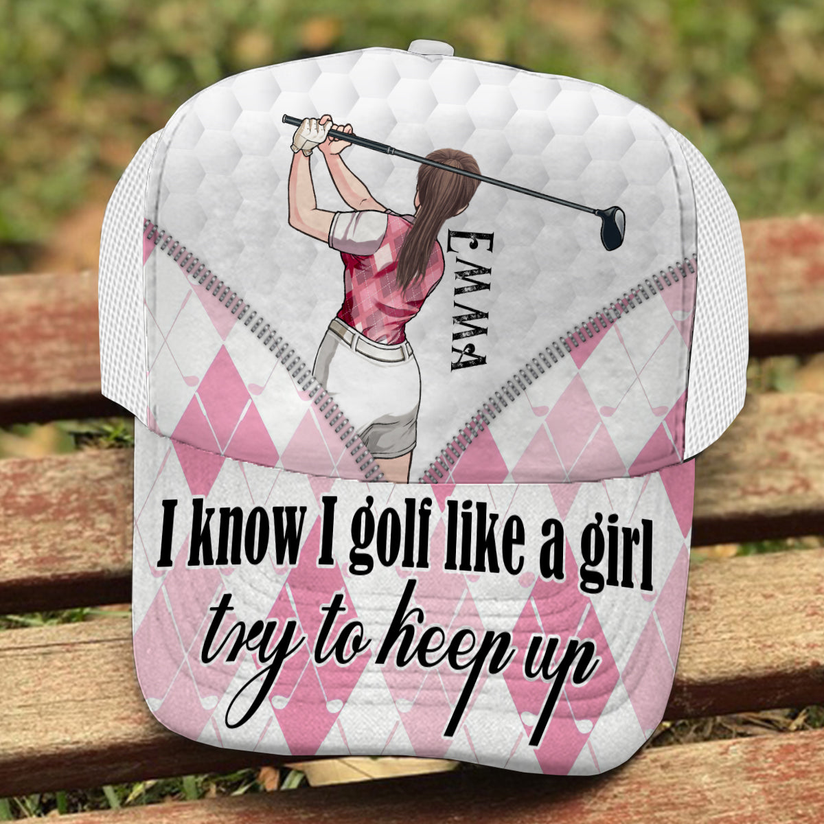 Golf Like A Girl - Personalized Golf Trucker Hat (White Mesh)