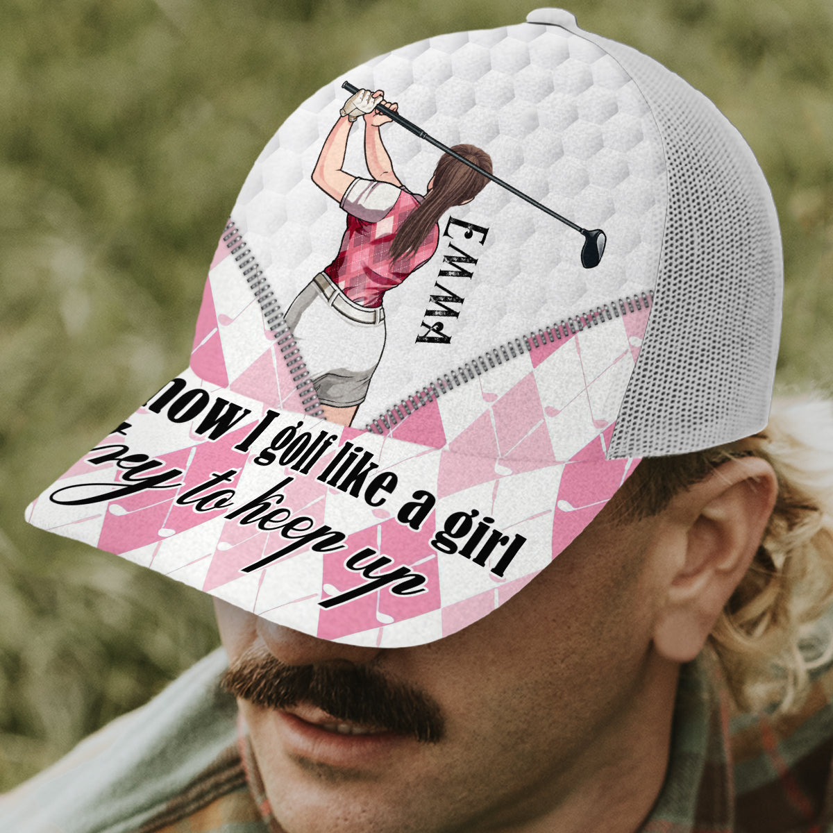Golf Like A Girl - Personalized Golf Trucker Hat (White Mesh)