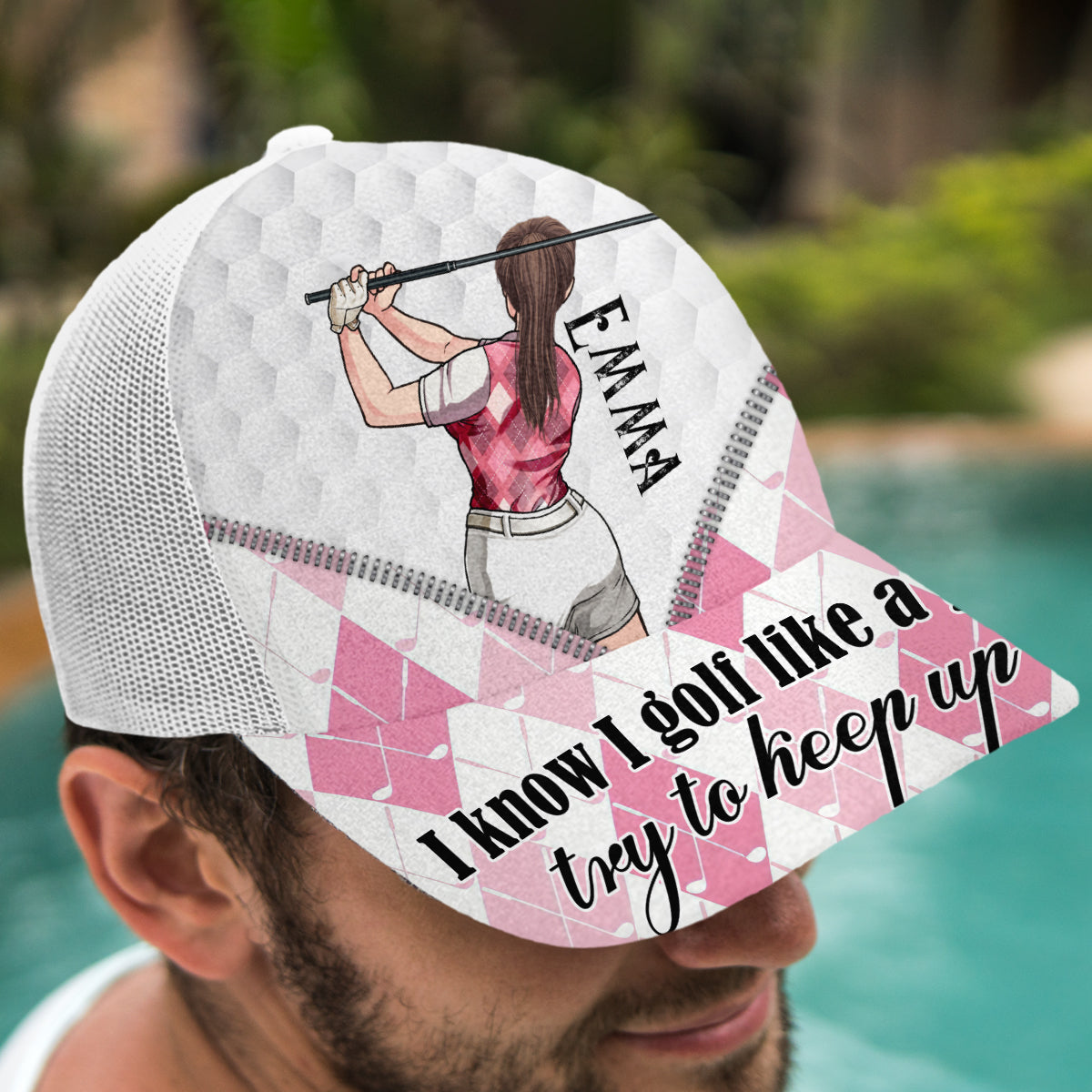 Golf Like A Girl - Personalized Golf Trucker Hat (White Mesh)