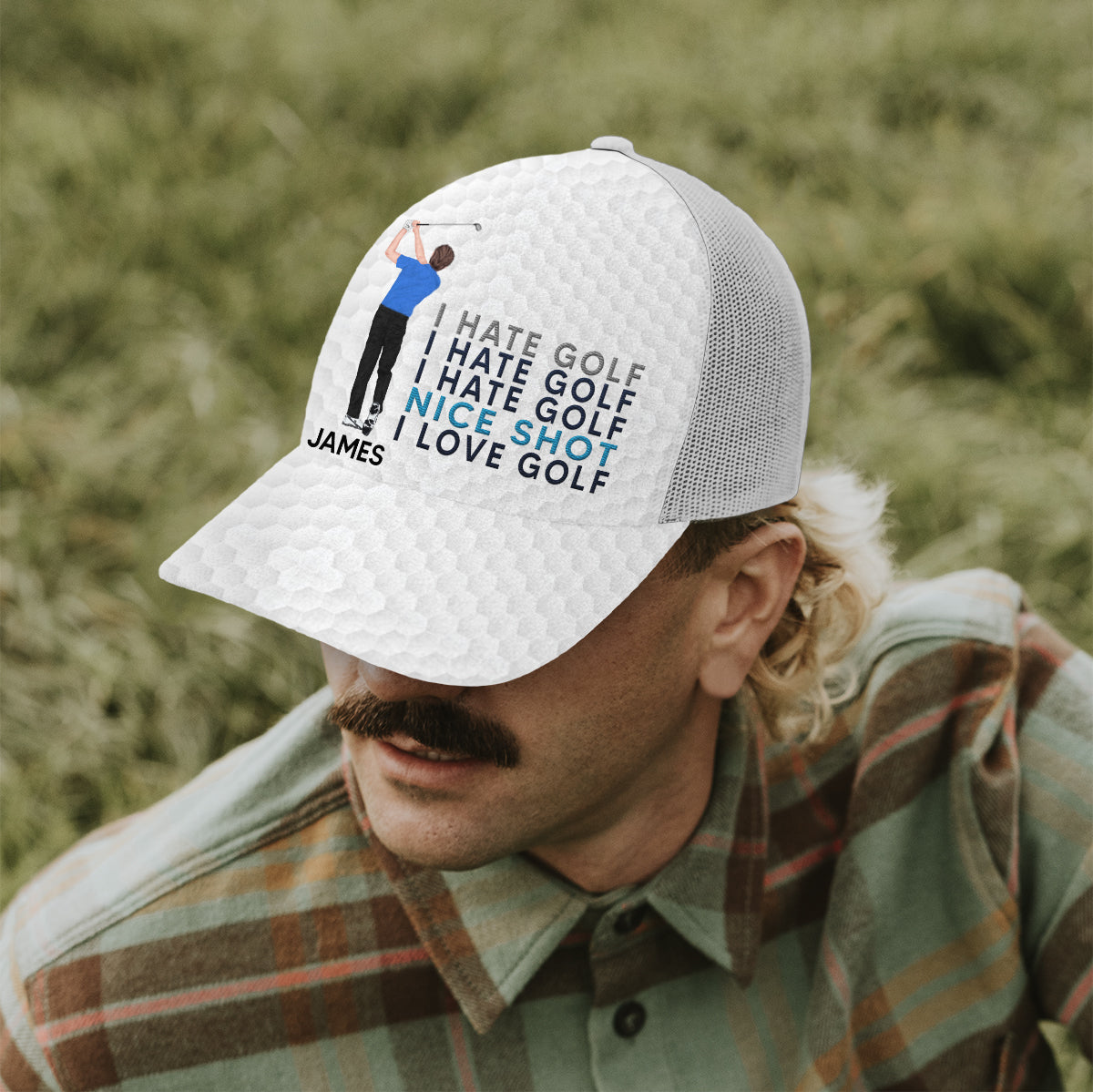 I Love Golf - Personalized Golf Trucker Hat (White Mesh)