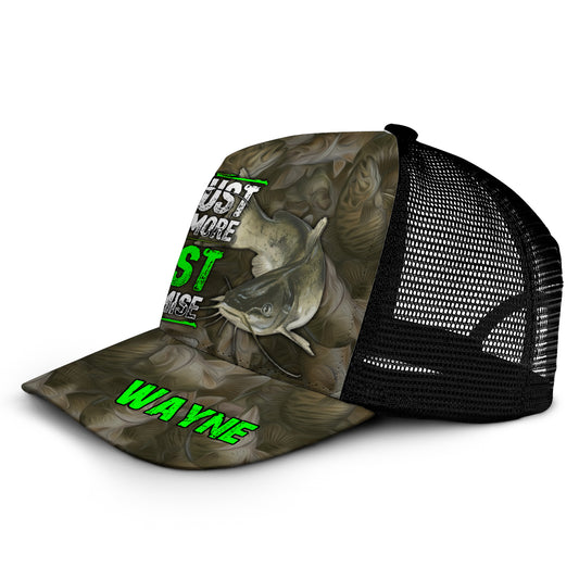 Just One More Cast - Personalized Fishing Trucker Hat (Black Mesh)