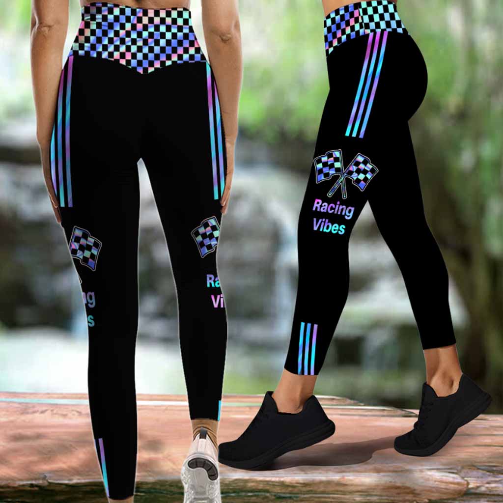 Racing Vibes Leggings And Hollow Tank Top