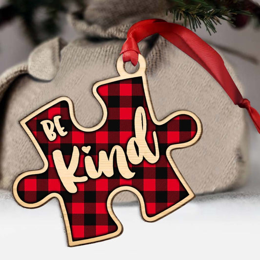 Be Kind - Personalized Autism Awareness Layered Wood Ornament