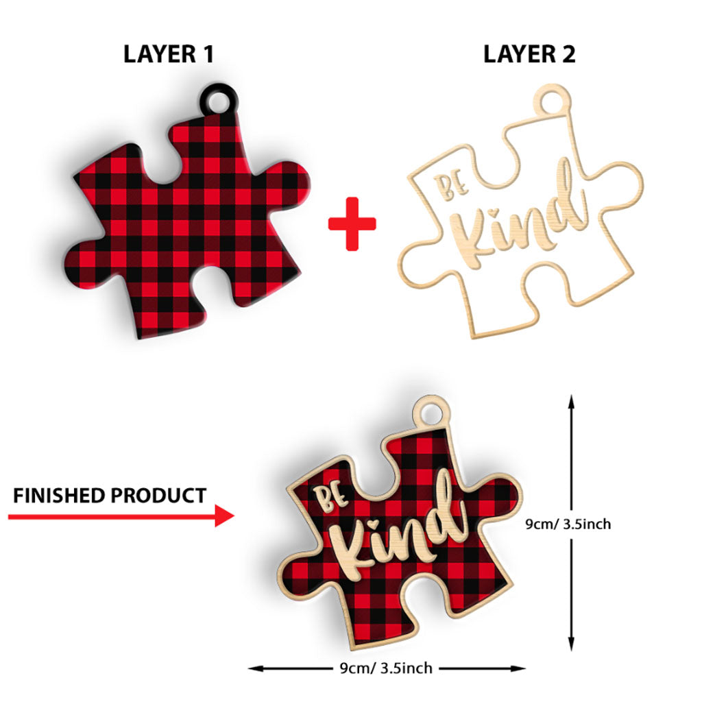 Be Kind - Personalized Autism Awareness Layered Wood Ornament