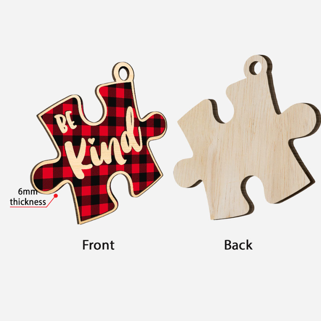 Be Kind - Personalized Autism Awareness Layered Wood Ornament
