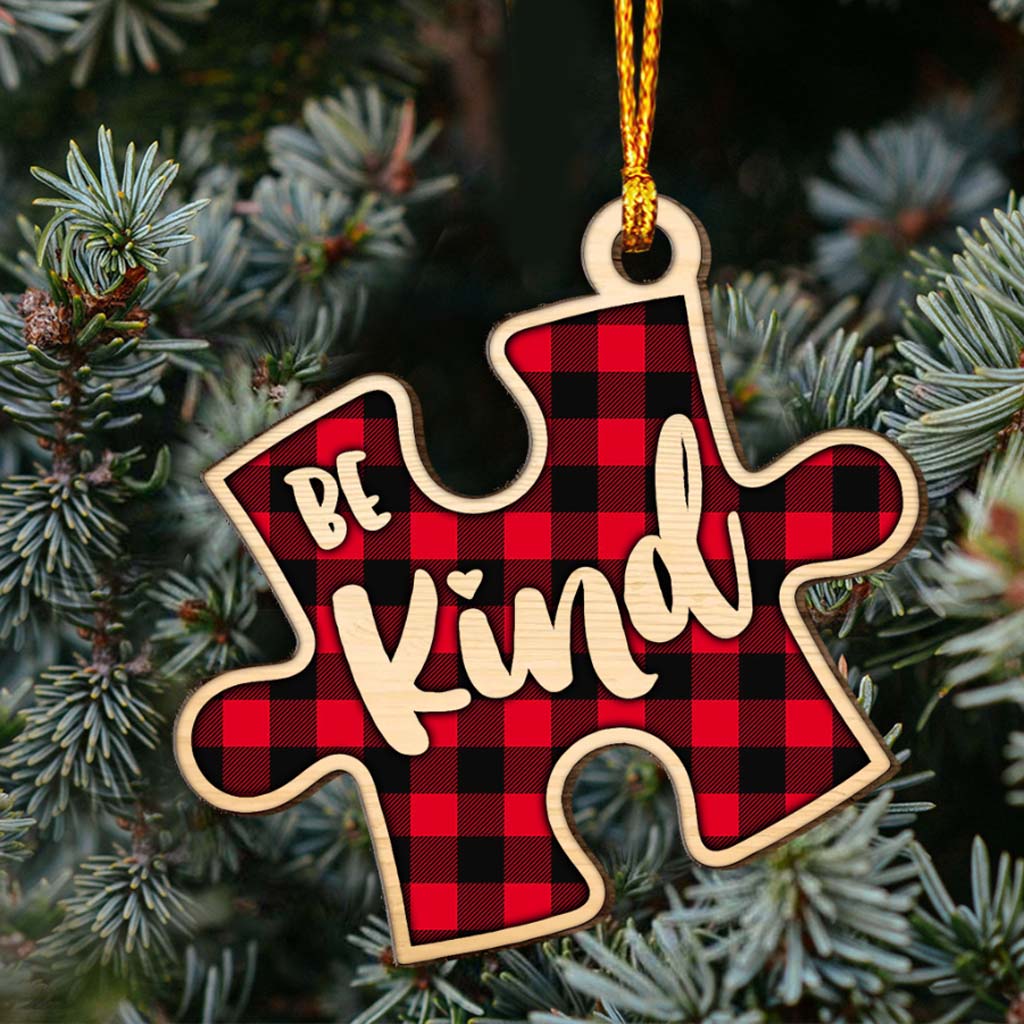 Be Kind - Personalized Autism Awareness Layered Wood Ornament