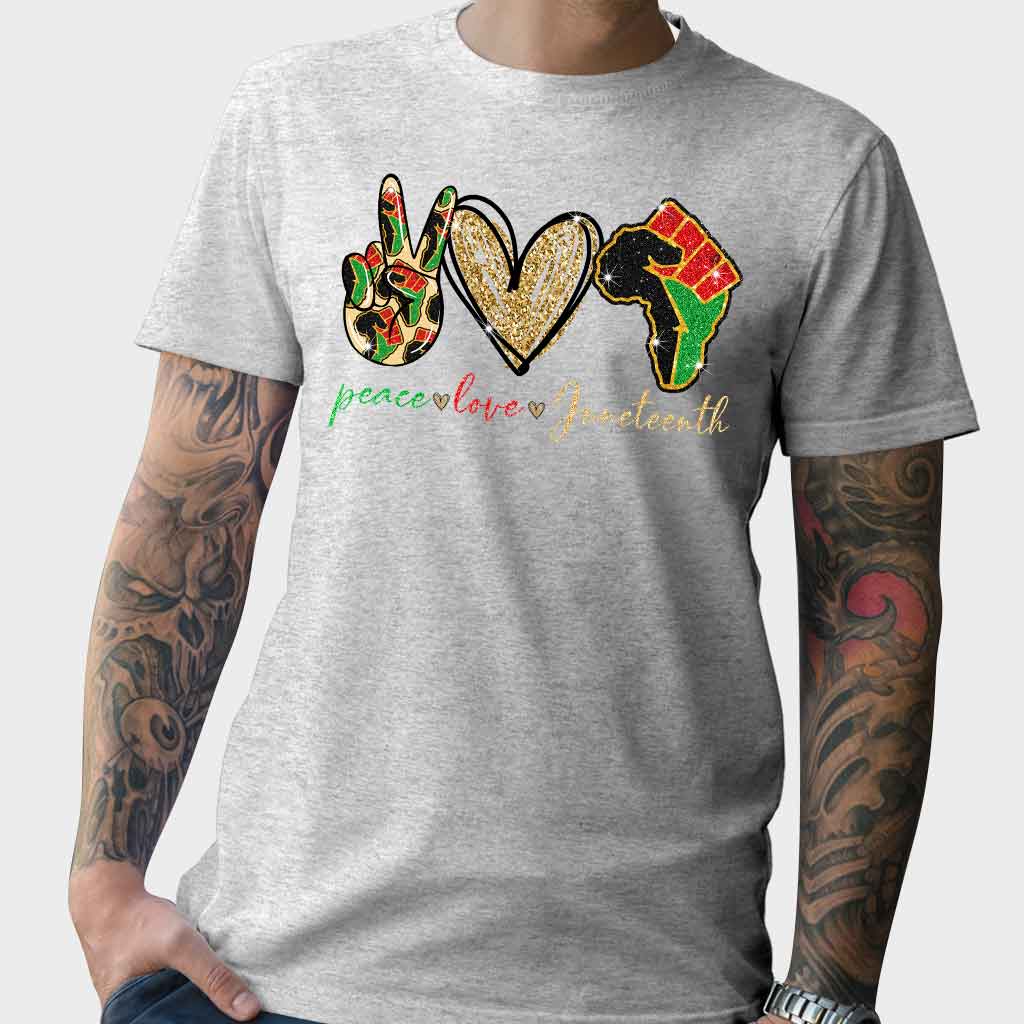 Juneteenth - African American T-shirt and Hoodie With Faux Glitter Print 1121