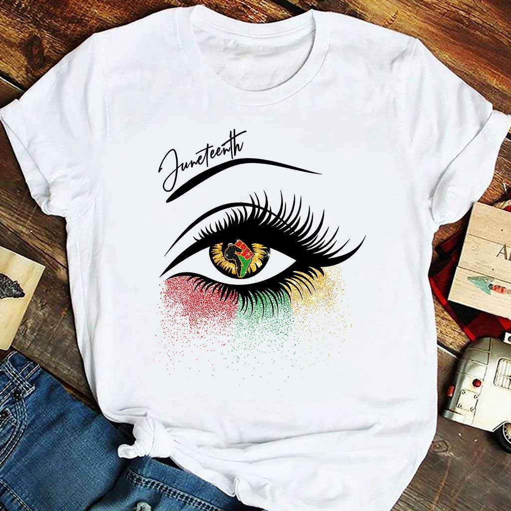 Juneteenth - African American T-shirt and Hoodie With Faux Glitter Print 112021