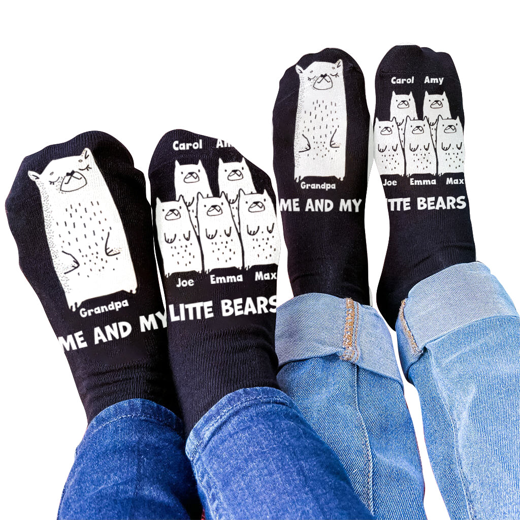 Me And My Little Bears - Gift for dad, grandma, grandpa, mom, uncle, aunt - Personalized Socks