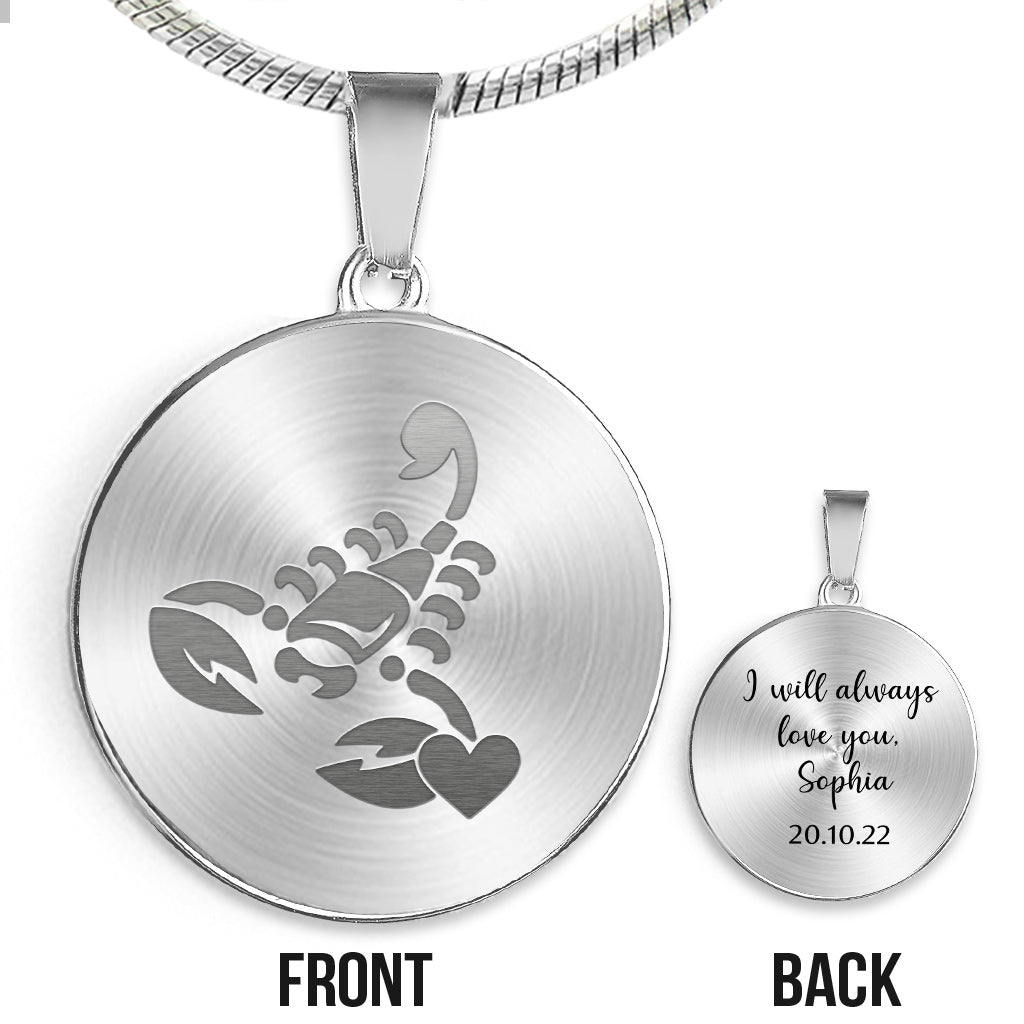 Zodiac Sign Necklace - Personalized Horoscope Round Pendant Necklace