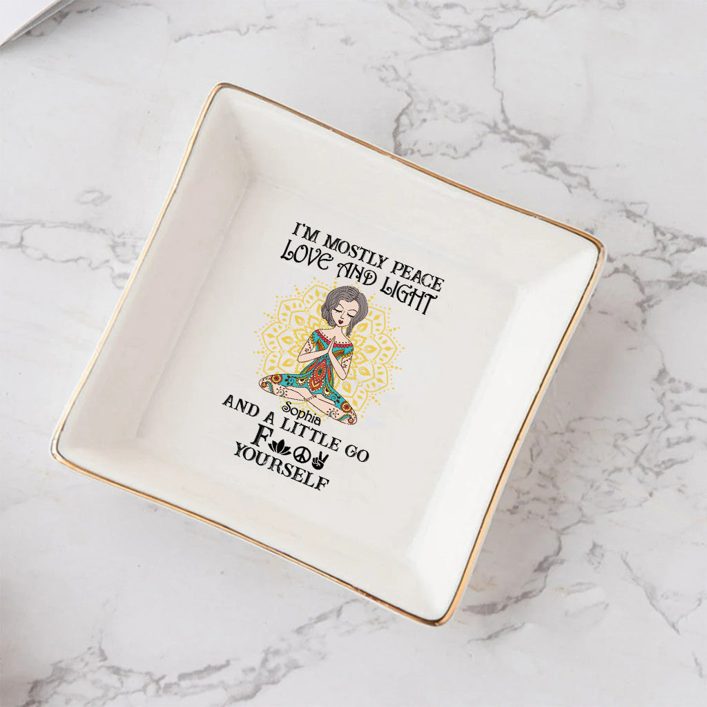 I’m Mostly Peace Love And Light - Personalized Yoga Jewelry Dish
