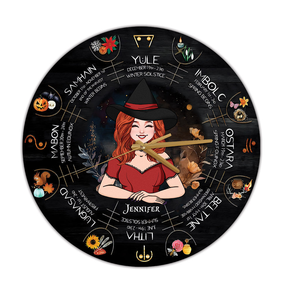Wheel Of The Year - Personalized Witch Wall Clock