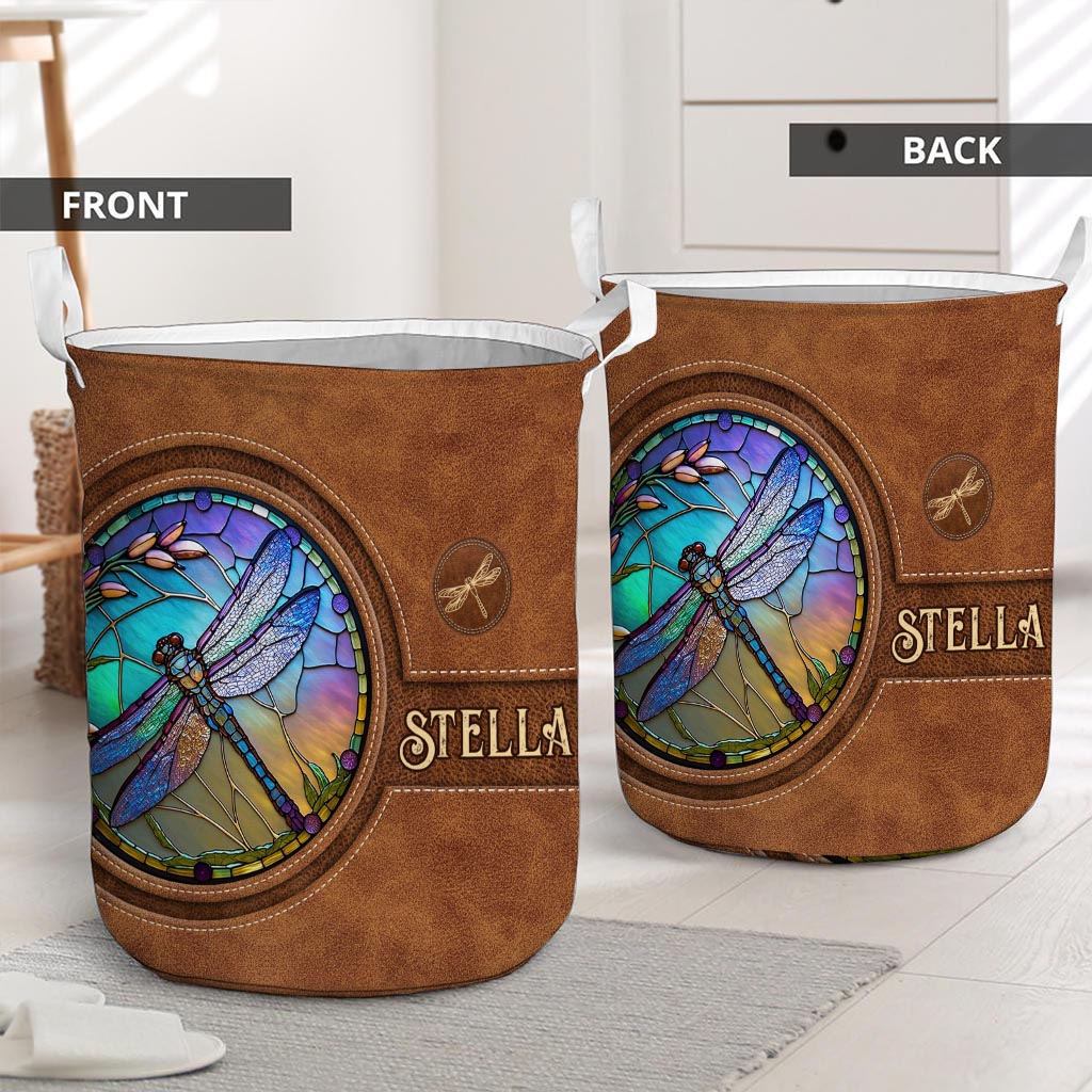 Stained Glass Dragonfly - Personalized Dragonfly Storage Basket