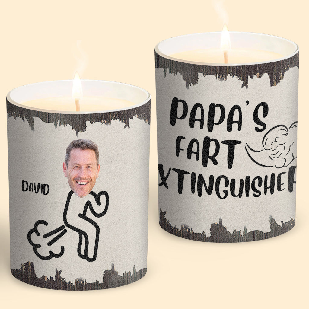 Fart Extinguisher - Gift for dad, grandma, grandpa, mom, uncle, aunt, son, daughter, brother, sister, granddaughter, grandson, husband, wife, boyfriend, girlfriend, friend - Personalized Candle With Wooden Lid