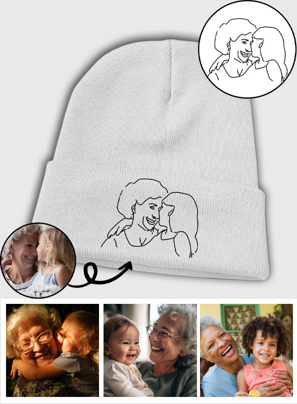 Custom Photo - Personalized Grandma Embroidered Beanie