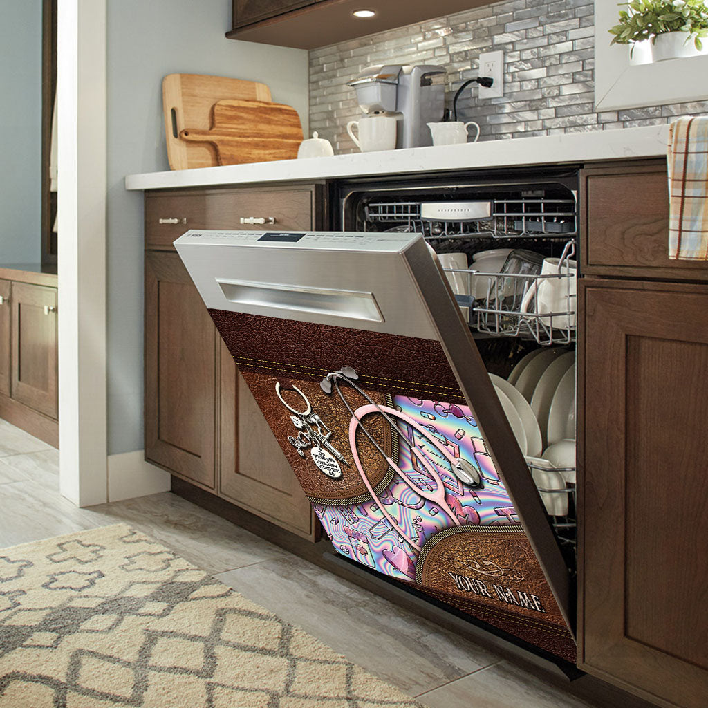 Pink Stethoscope - Personalized Nurse Dishwasher Cover