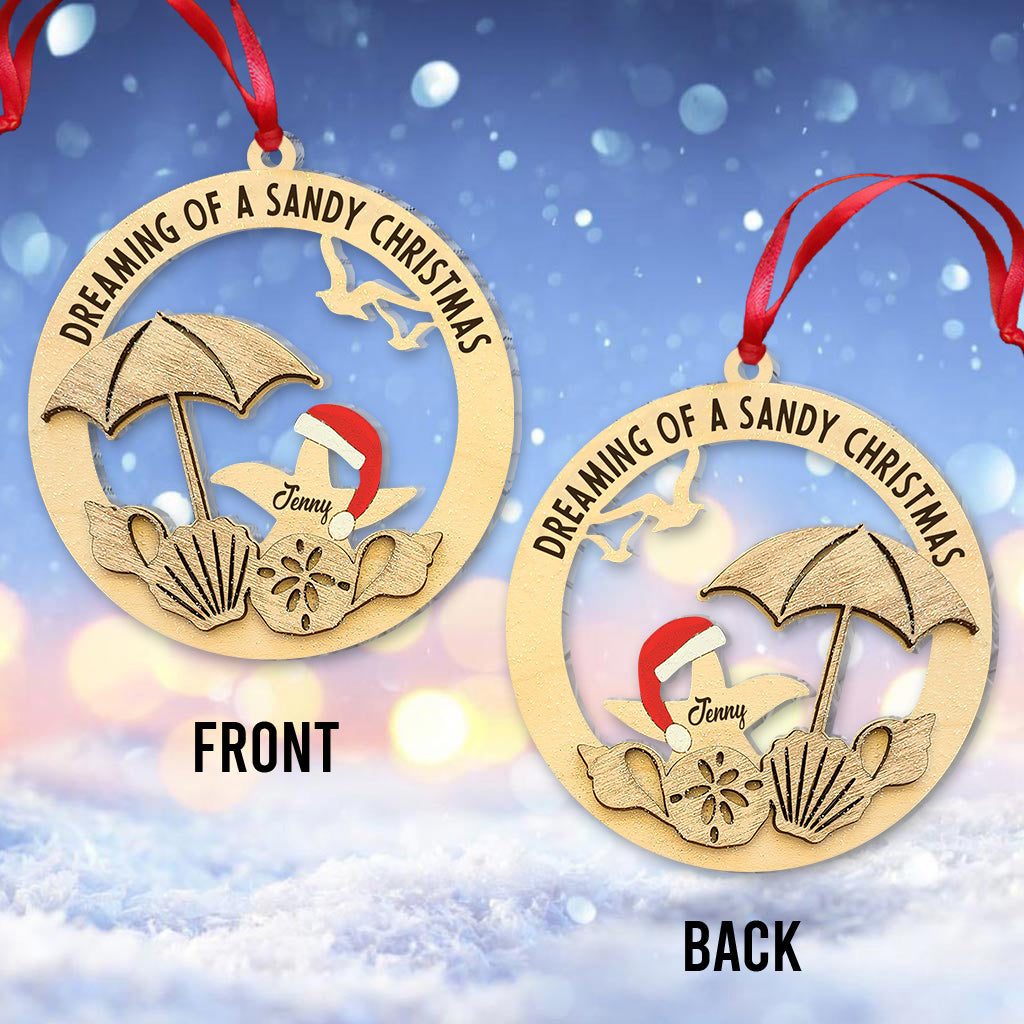 Dreaming White Sand Christmas - Personalized Sea Lover Ornament