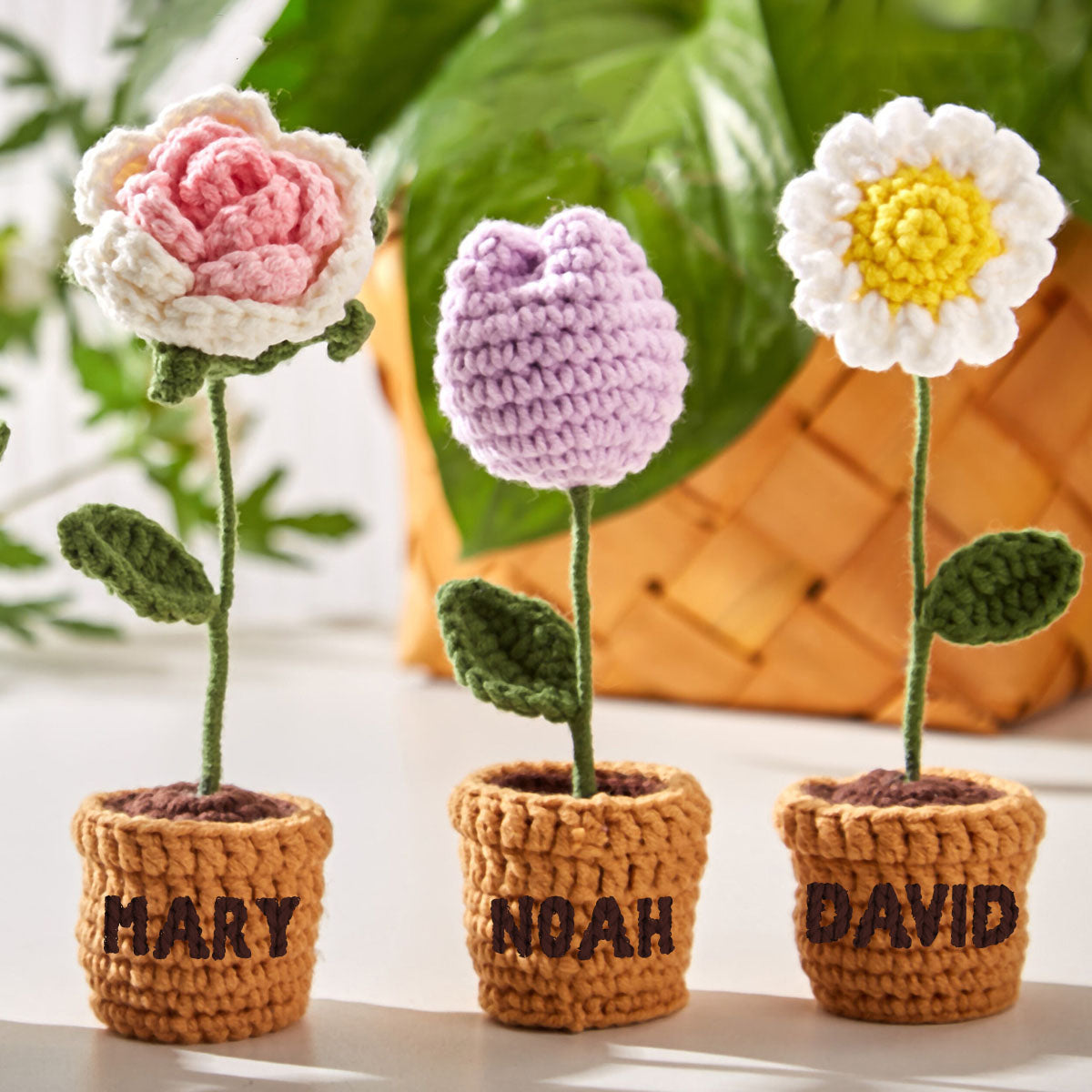Grandma's Garden Crochet Flowers - Personalized Grandma Hand Knitted Doll
